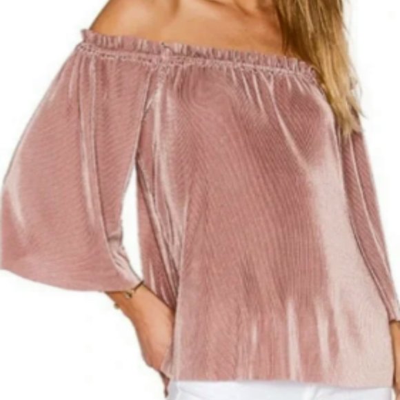 Anthropologie Tops - Anthropologie Deletta Rose Gold Drop Shoulder Accordion Top Medium